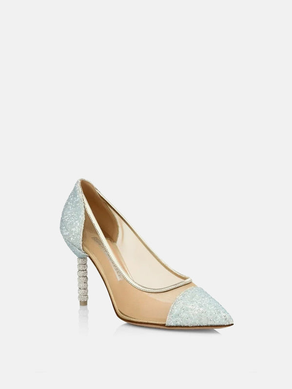 Sophia Webster Jasmine Crystal Mid Pumps - Silver Glitter & Mesh