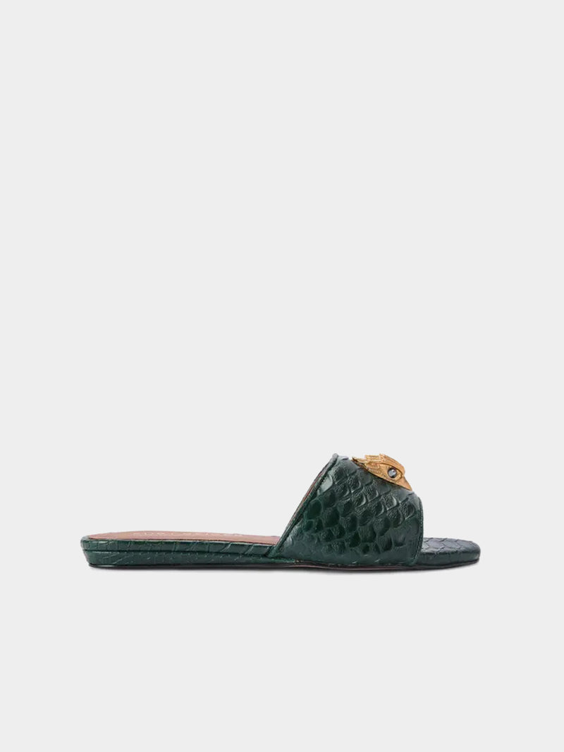 Kurt Geiger London Kensington Flat Sandal - Dark Green