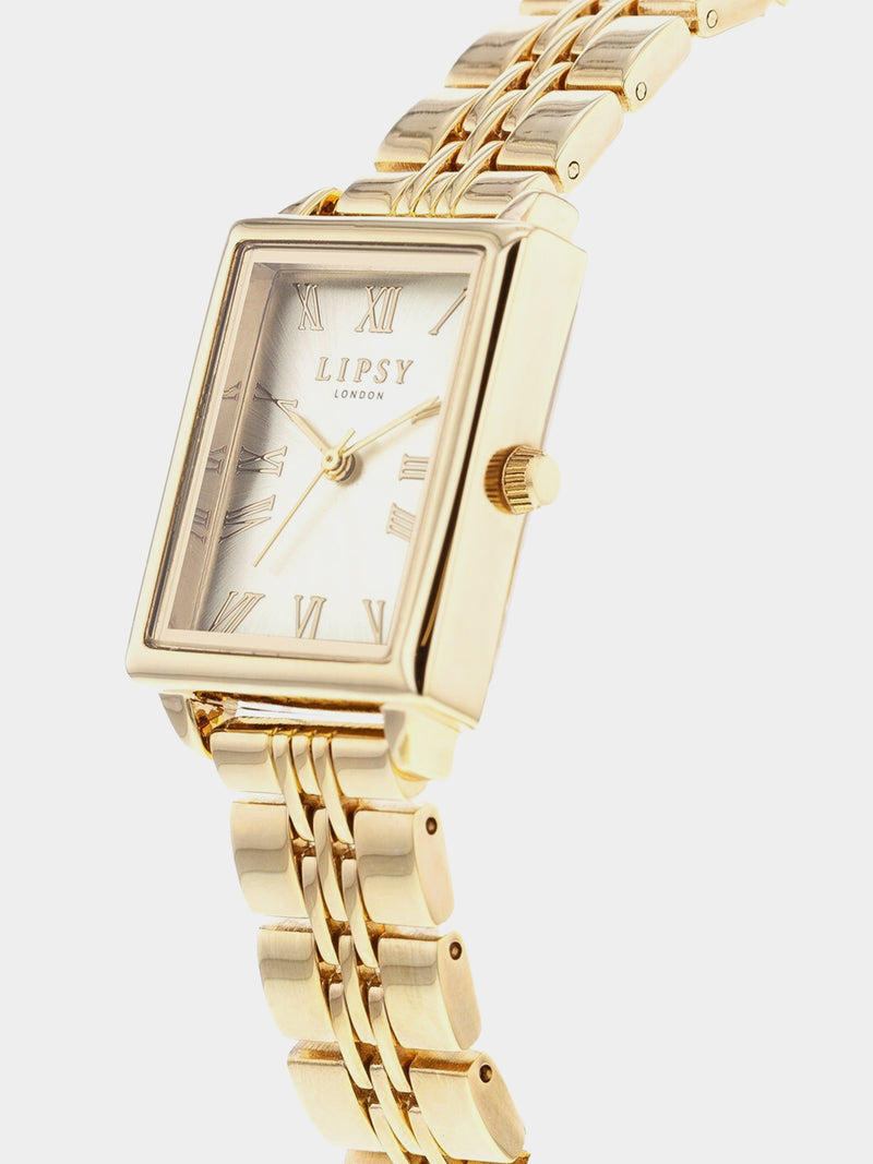 Lipsy London Rctgl SnryDl Watch - Gold