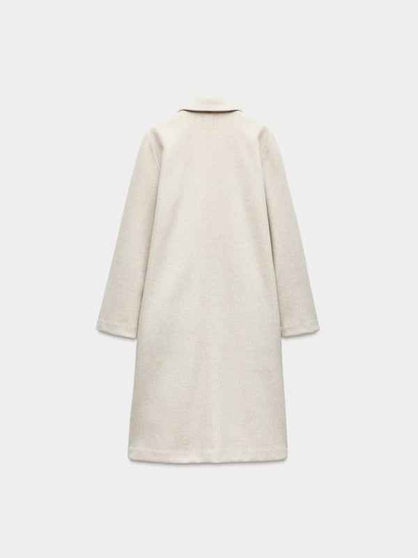 Zara Soft Button Coat - Off White