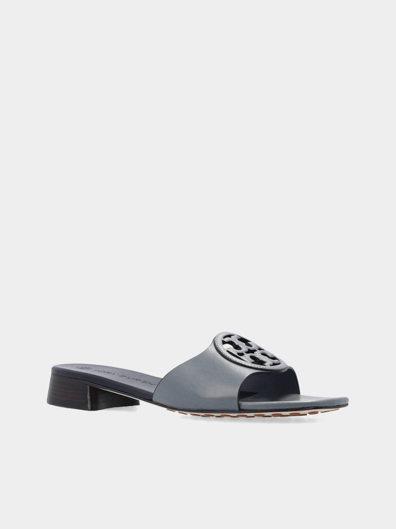 Tory Burch Miller Leather Mules - Grey