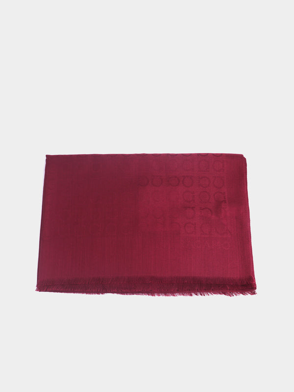 Salvatore Ferragamo Gancini Jacquard Scarf - Deep Red