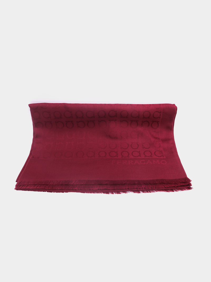 Salvatore Ferragamo Gancini Jacquard Scarf - Deep Red