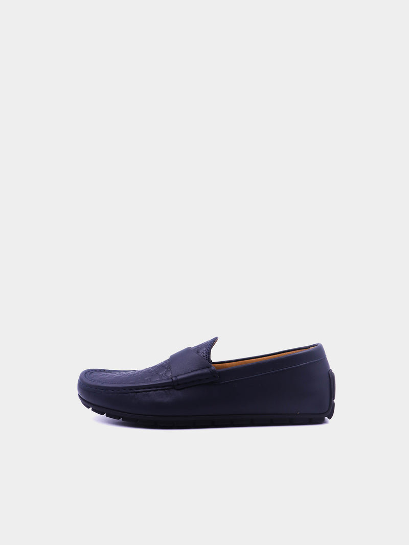 Gucci Mocca Logo Monogram Loafers - Navy