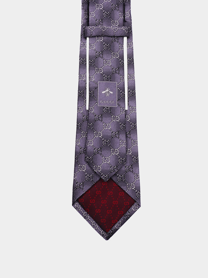 Gucci Geometric Pattern Silk Tie - Purple