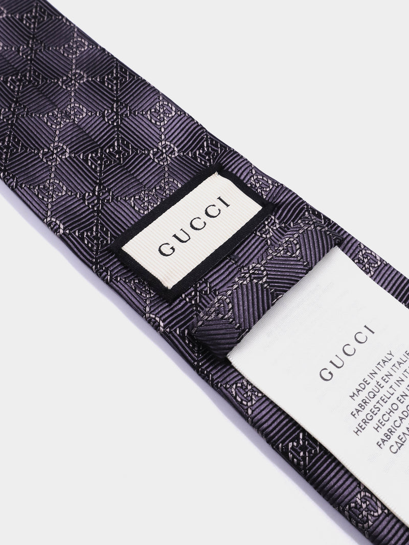 Gucci Geometric Pattern Silk Tie - Purple