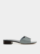 Tory Burch Miller Leather Mules - Grey