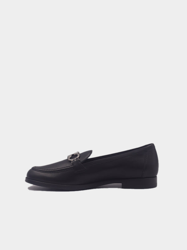 Salvatore Ferragamo Rolo Divis 1.0cm Leather Loafers - Black